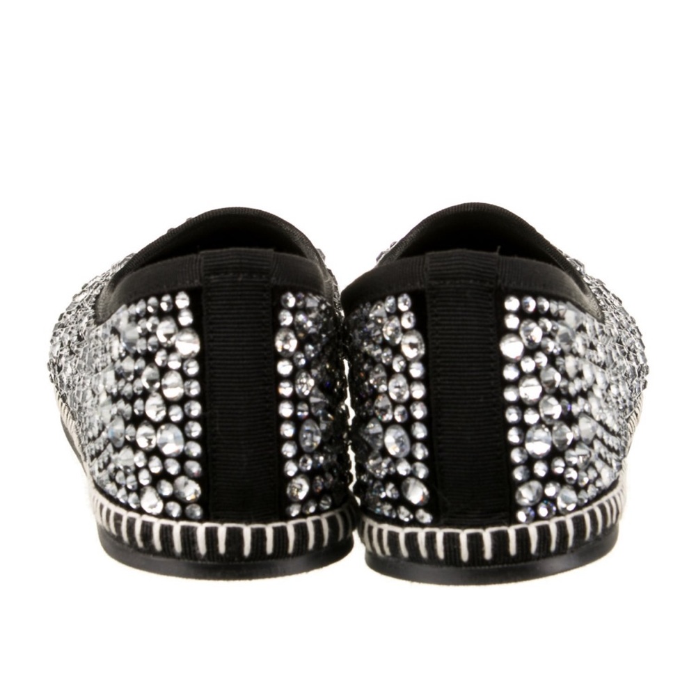 Giuseppe Zanotti Fancy Crystal Loafers with Black & Silver Embellishment Size 8 - Picture 3 of 17